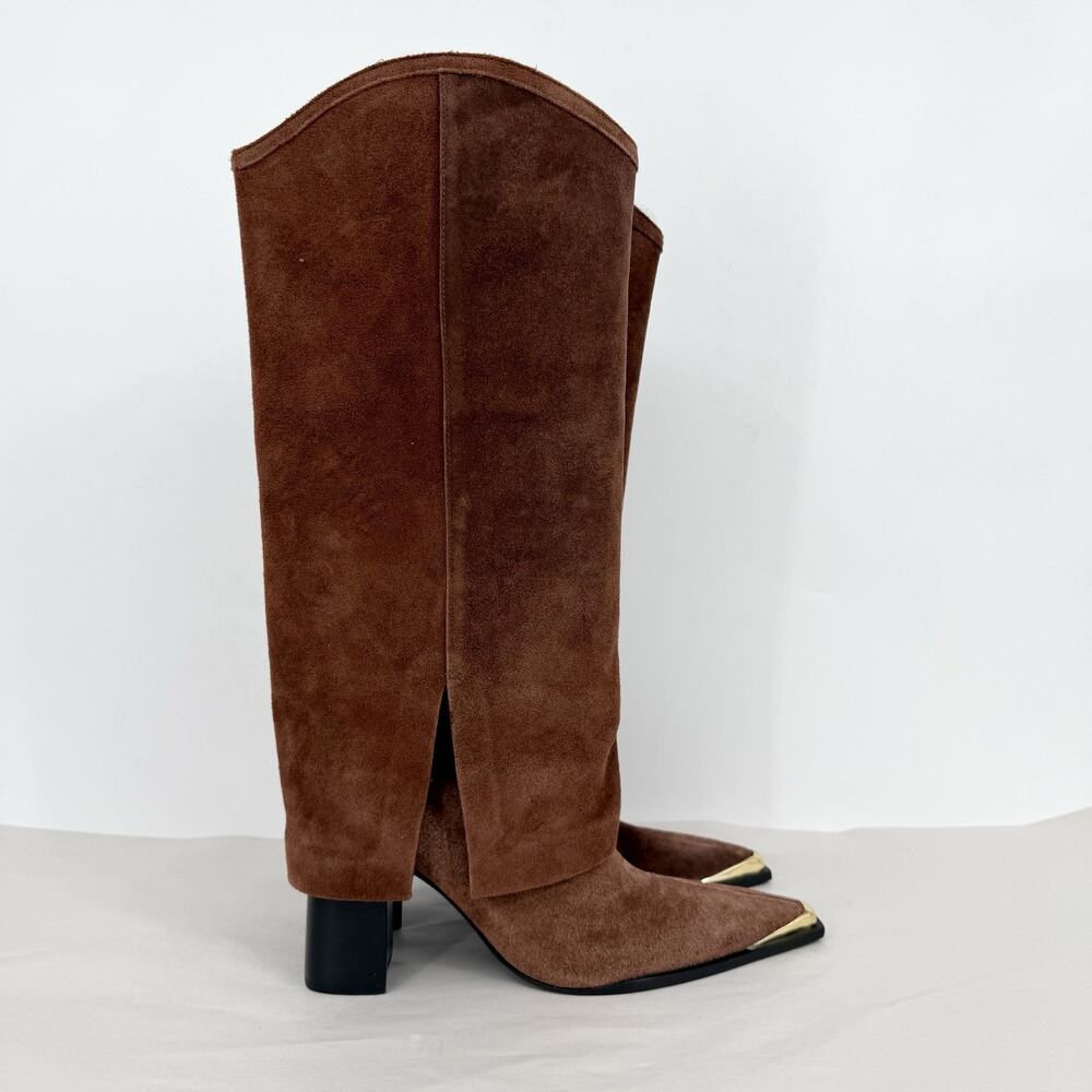 SCHUTZ Womens Raffaela Up Cloak Knee High Boots US 9 M Root Brown Suede NWOB - Picture 6 of 14